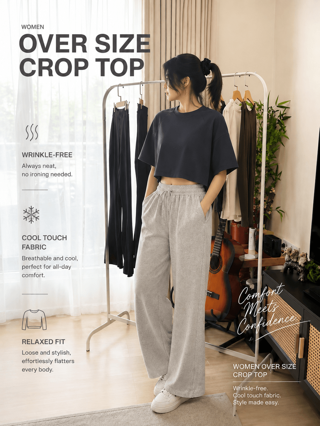 AloAro Women Oversize Crop Top